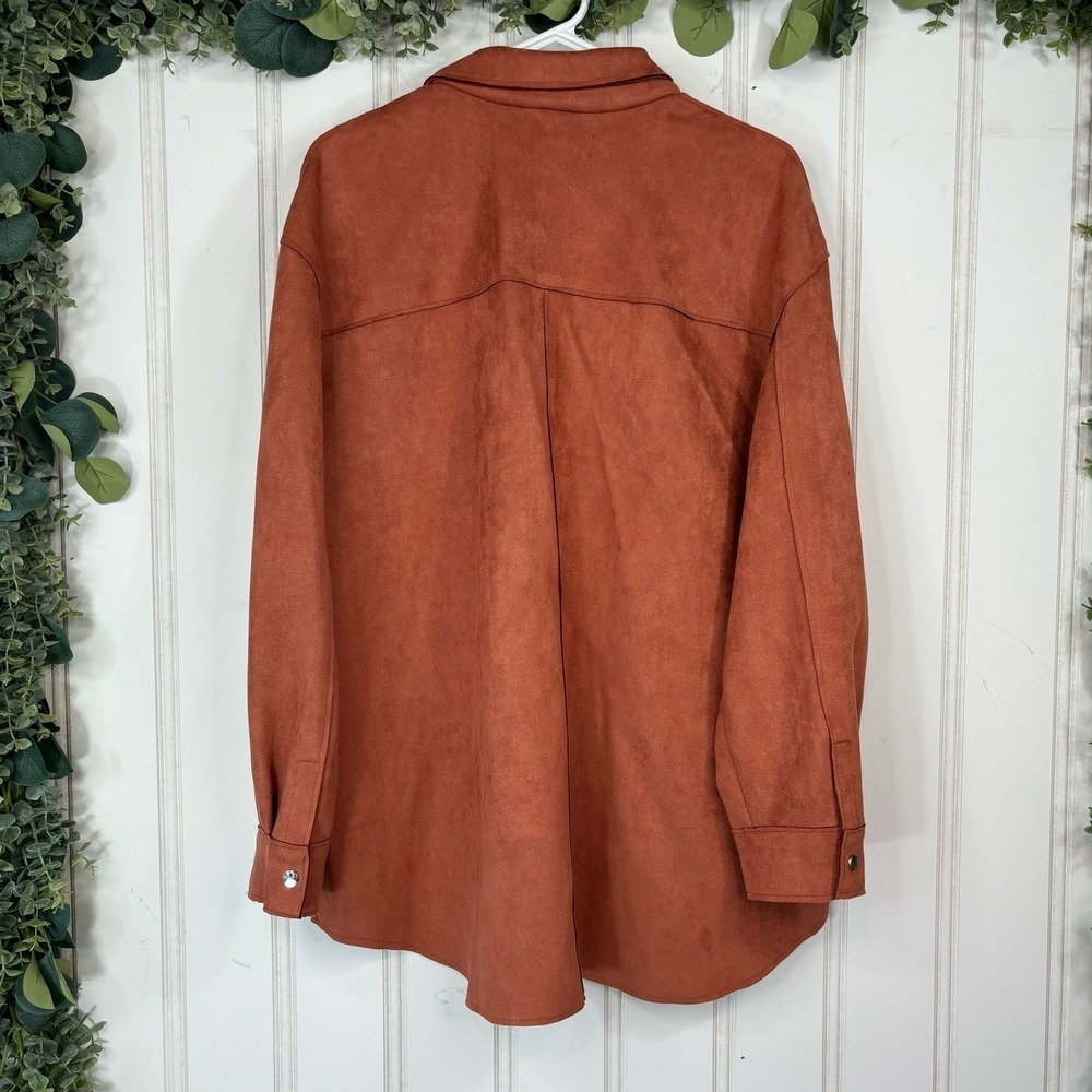 Truth by Republic Shacket Plus 1X Orange Shirt Jacket Casual Western Boho Suede - Picture 3 of 12